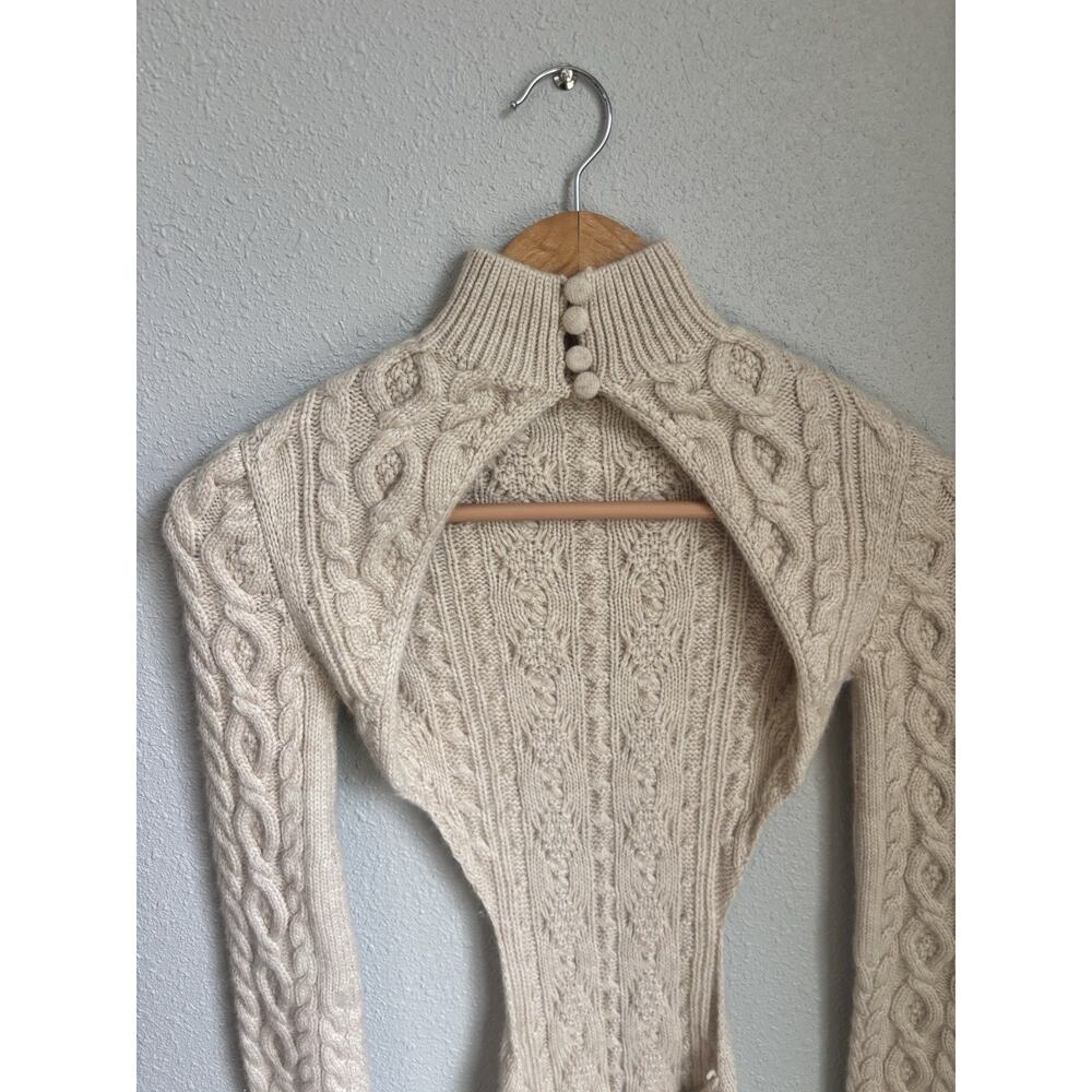 Danielle Guizio Womens Beige Open Back Wool Mini Dress - Picture 6 of 9